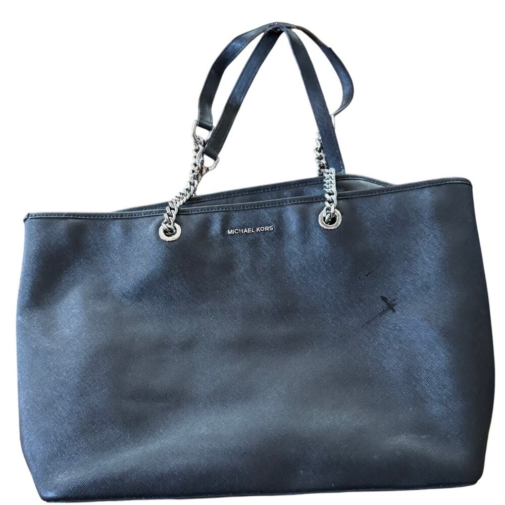 Michael Kors jet set tote black with silver hardware